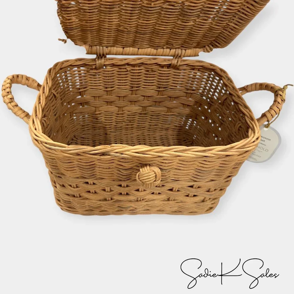 Small‎ Lidded Rattan Decorative Basket Brown - Threshold Studio McGee, Target